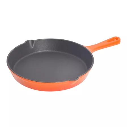 Sarten Fundición Hierro 26cm Parrilla Horno Color Naranja