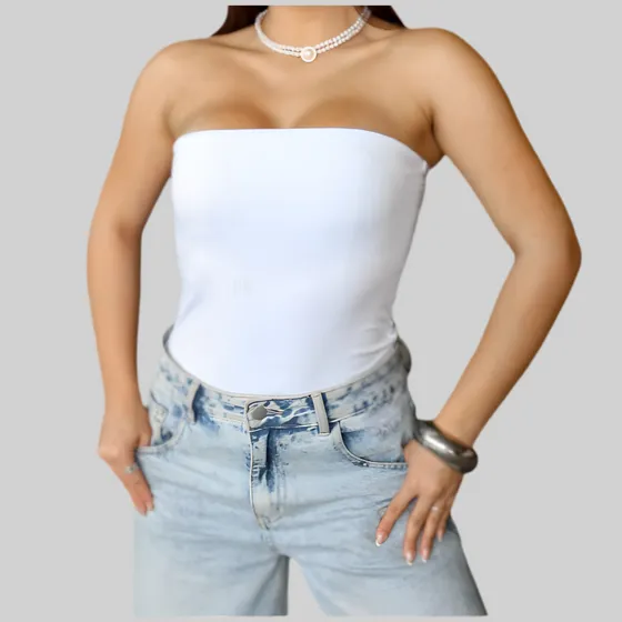 Blusa Top Faixa Tube Cropped Tomara Que Caia Duplo Suplex