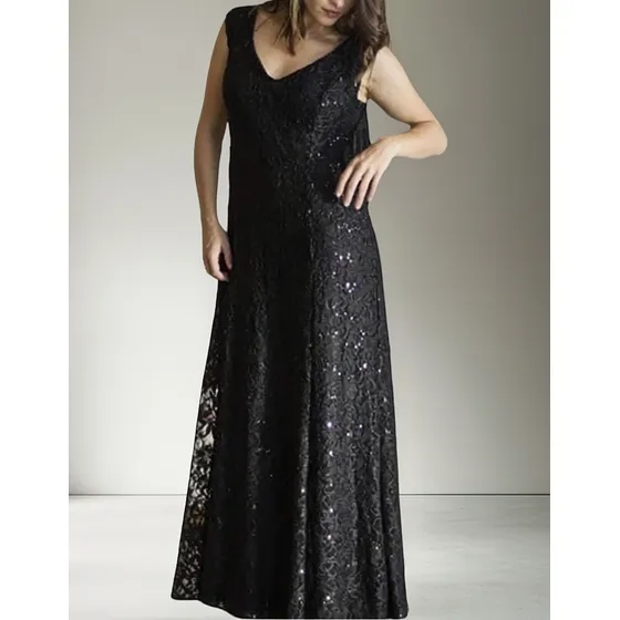 Vestido De Fiesta De Encaje Con Lentejuelas Talles Grandes .