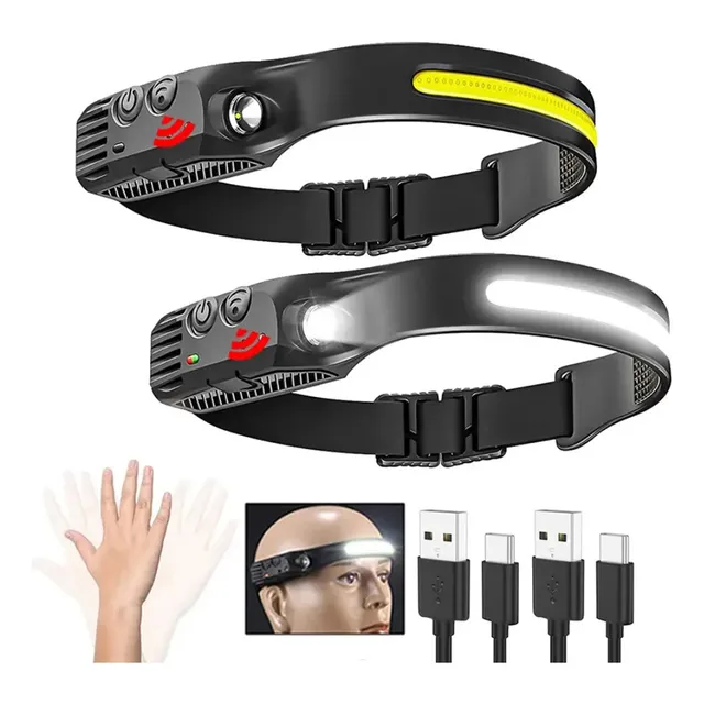 Linterna Lampara Led Cabeza Con Sensor Recargable Bicicleta