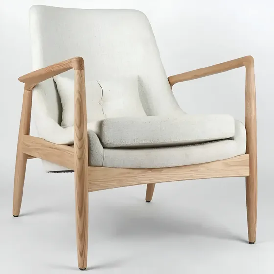 Sillon 1 Cuerpo Butaca Madera Nordica Living Lcm Color Beige | Cuotas sin interés