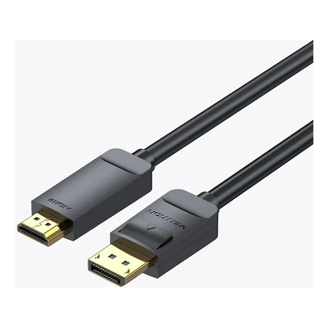 Cable Display Port a HDMI Vention - Conversor PC con DP a Pantalla con HDMI - 4K 30Hz HDR HDCP Certificado - 1 Metro Negro - Adaptador Para PC Gamer Placa Monitor Pantalla - HAGBF