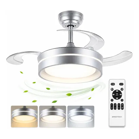 Ventilador De Teto Retrátil Led Silencioso 6 Velocidades 92 Cm 50/60hz Prateado 127/220v Transparente Policarbonato 3