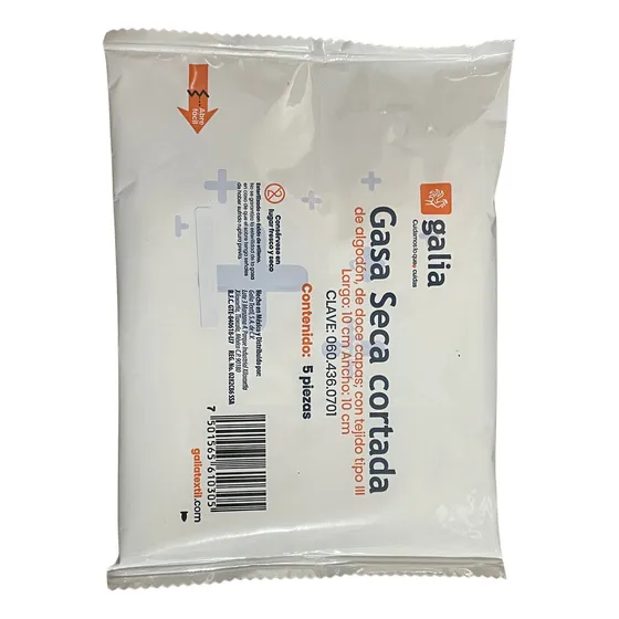 Gasa estéril 10x10 Galia color blanco