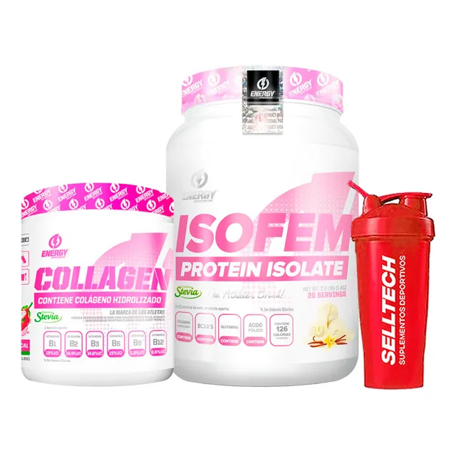 Pack Enery Nutrition Isofem 1kg Vainilla+colágeno 500gr