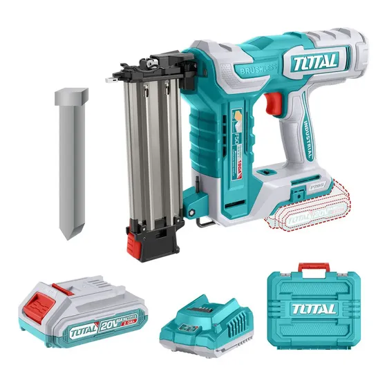 Clavadora Inalámbrica Total Para Madera, Motor Sin Carbones - Con 1 Batería 2.0ah Litio-ion, Cargador, 1000 Clavos De 50mm Y Maletín - TCBNLI5008 | Cuotas sin interés