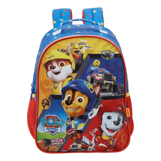 Mochila Escolar Menino Patrulha Canina Rescue Wheels Xeryus Cor Azul Desenho do tecido Estampado