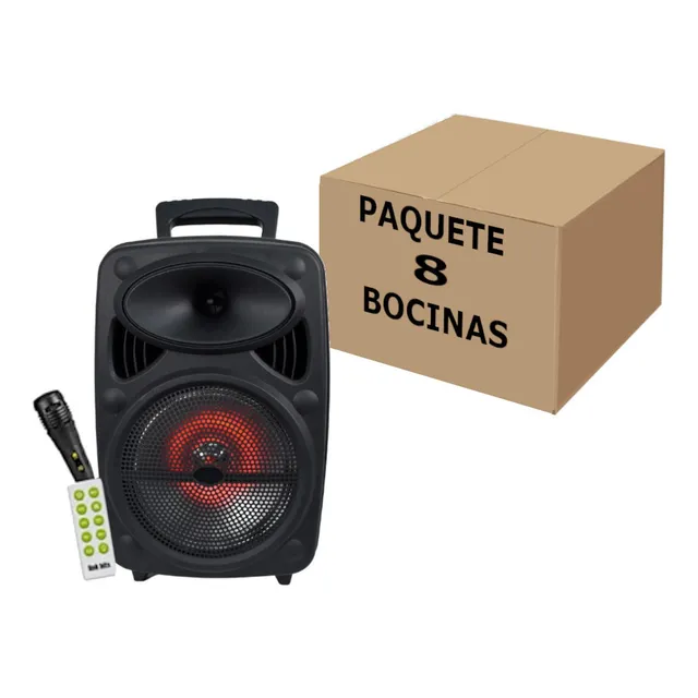 Bocina Microfono Control Bluetooth Con Radio Fm 8in Tws 8pzs