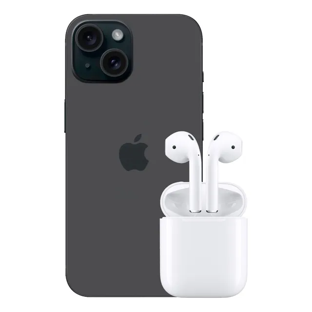 Apple iPhone 15 128gb Negro Rfb + AirPods 2 Blanco