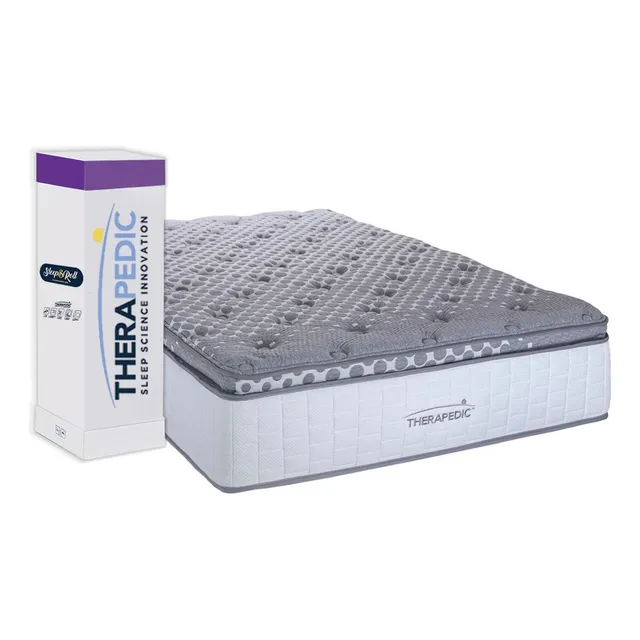 Colchón Queen Size Resorte Therapedic Roll Trust 35cm Medio Color Gris Oscuro