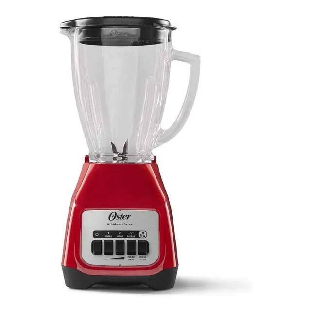 Oster licuadora de 2 velocidades más pulso con vaso de vidrio boroclass de 1.5 L 550W color Rojo blstkag-rpb