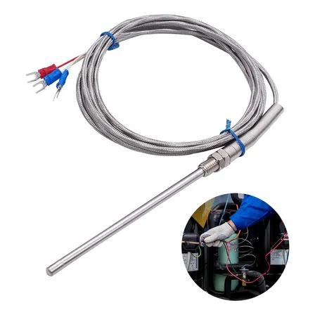 Sensor Termopar Pt100 Haste Ponta Inox 100mm Cabo 3 Metros