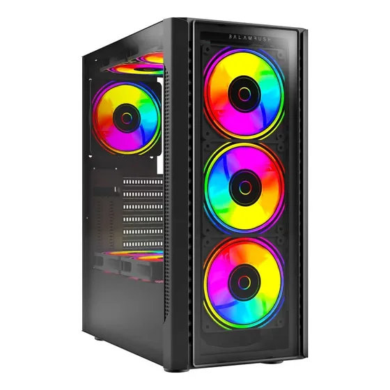 Gabinete Gamer Balam Rush Dragonfly Ii Crystal Gm745 Atx Media Torre 4 Fan Rgb Cristal Templado Usb 3.0 Negro Br-935968