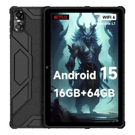 Tablet Pritom E10-SF 10 Pulgadas Android 15 Tableta 16GB RAM 64gb Rom 5G Wifi 6000mah Color Gris Con Funda 8 Núcleos