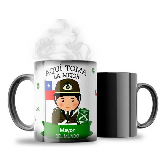 Tazón Taza Mágica Carabineros De Chile (rangos Dama) Mayor