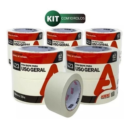 Kit 10 Fitas Adesivas Branca Adere 48mm X 50m Kit 10 Fitas Adesivas Branca Adere 48mm X 50m