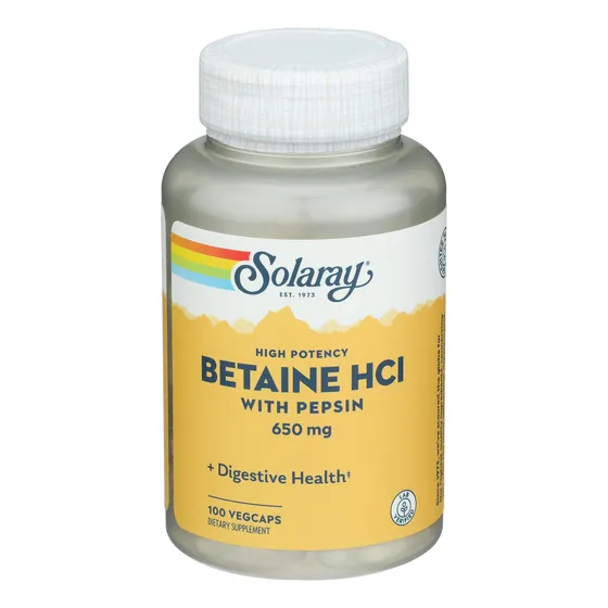 Cápsulas Solaray De Alta Potencia Hcl + De Pepsina, 650 Mg, 