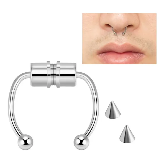 Piercing Falso Magnético Para Nariz Plateado