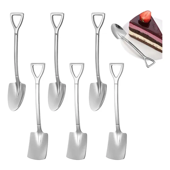 Juego De Cucharas Para Postres En Forma De Pala, 6 Piezas