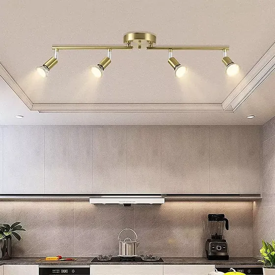 Lámpara Decorativa Moderna Banna, 4 Luces, Luz De Riel Lámpara Decorativa Moderna, Diseño Simple, Duradera Y Fácil De Instalar, Ajustable Y Flexible, Amarillo