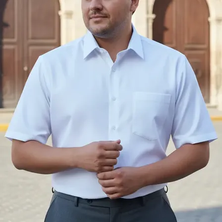 Camisa Social Masculina Manga Curta Plus Size Não Amassa Branco G3
