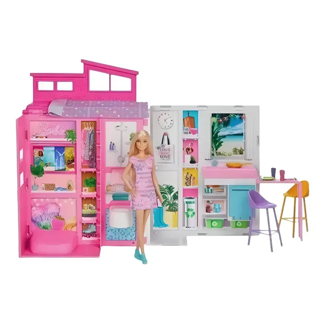 Conjunto Casa De Bonecas Barbie Glam Com Boneca Da Barbie