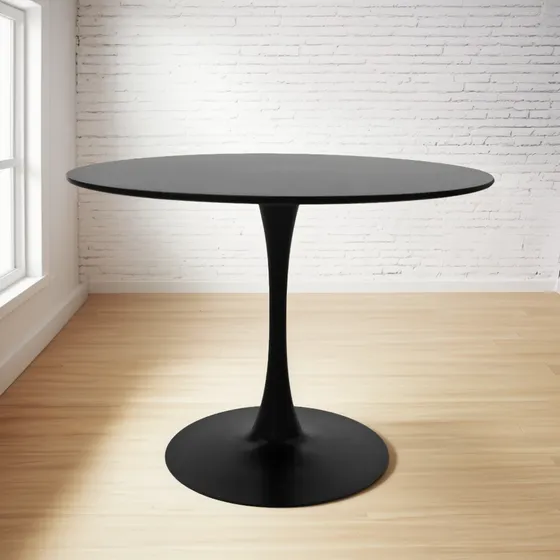 Mesa Tulip 80cm Base De Metal Blanco/negro Comedor Cocina