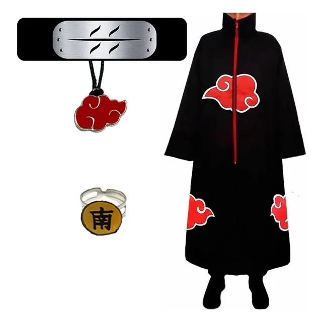 Manto Akatsuki Infantil Com Bandana Colar Anel Kisame