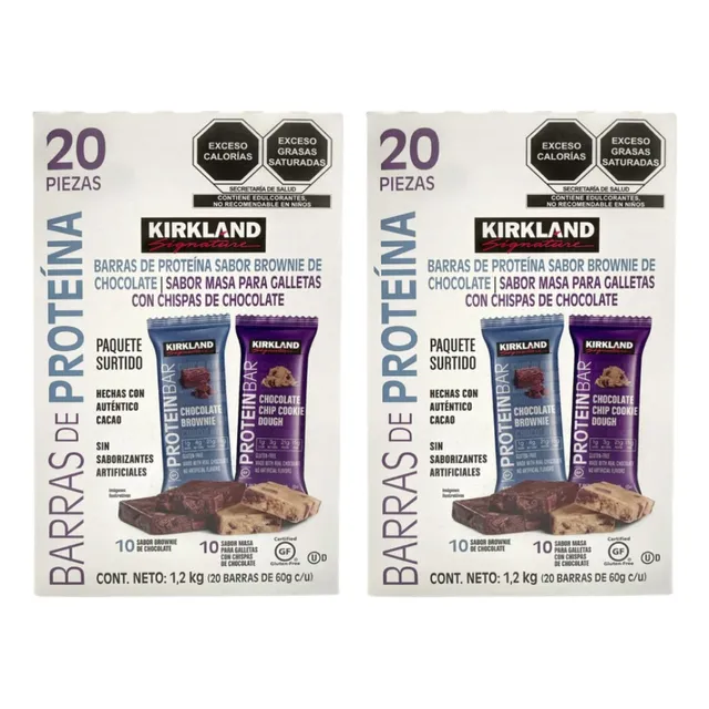 2 Cajas Barras De Proteína Chocolate 40 Pz 2.4 Kg Kirkland