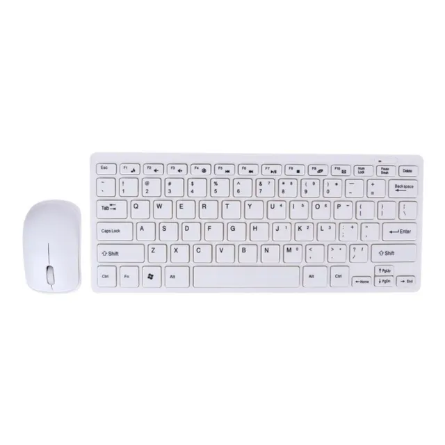 Kit Mini Teclado + Mouse Optico Inalámbricos Pc Mac - Blanco