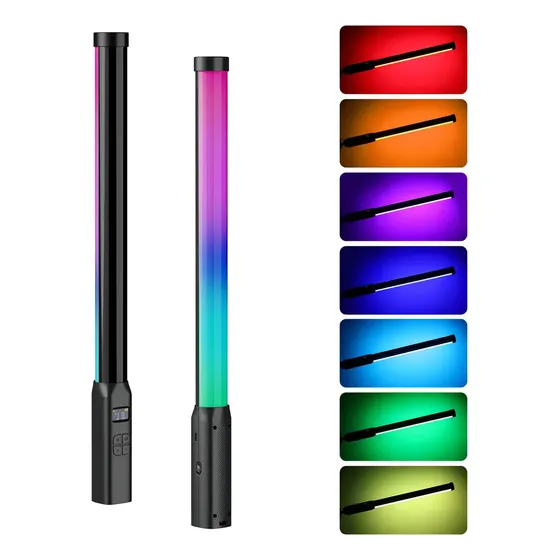 Ulanzi lampara luz led portatil Barra de luz LED RGB para video recargable de 3300 mAh para grabación de video regulable de 2500 a 9000K con pantalla LCD lampara led