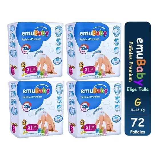 4pack Pañales Emubaby Premium Tallas P M G Xg Xxg Grande (g)
