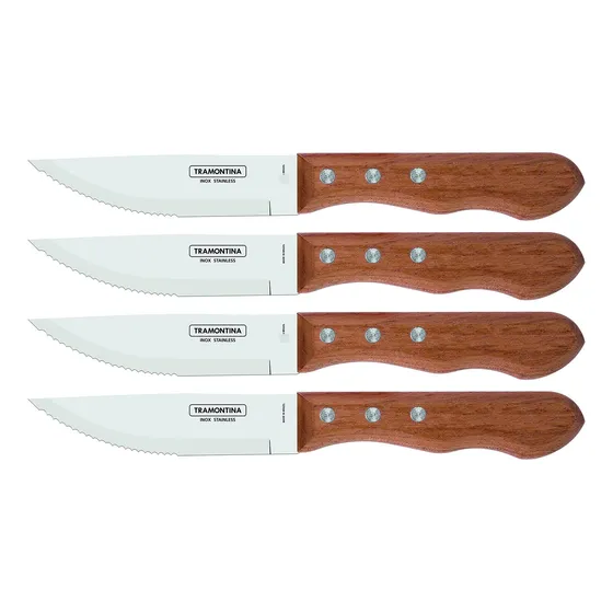 Juego De 4 Cuchillos Para Carne Jumbo 12,7 Cm Mango Madera