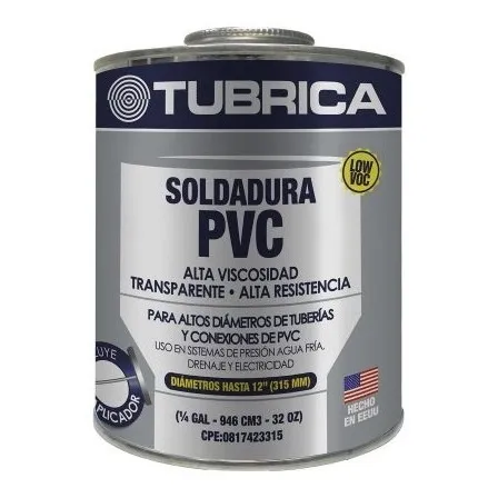 Pega Pvc Soldadura Pvc Alta Viscosidad 1/4gl Tubrica