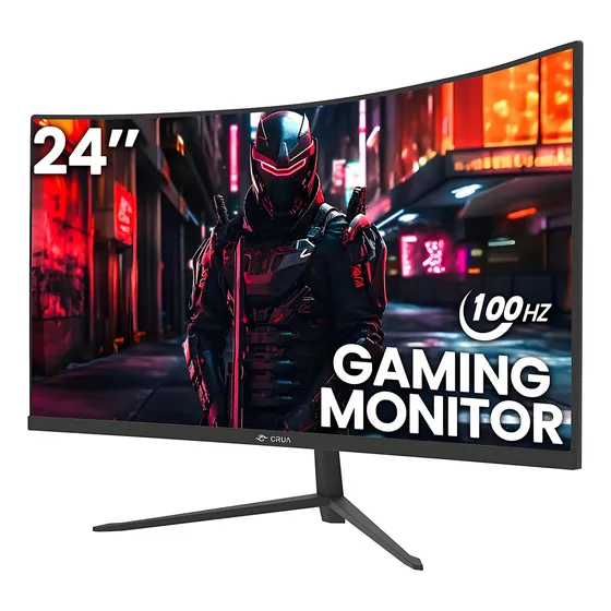Monitor Gamer Crua CR240QB Curb con pantalla de 24" 100Hz y resolución Full HD HDMI LED Negro