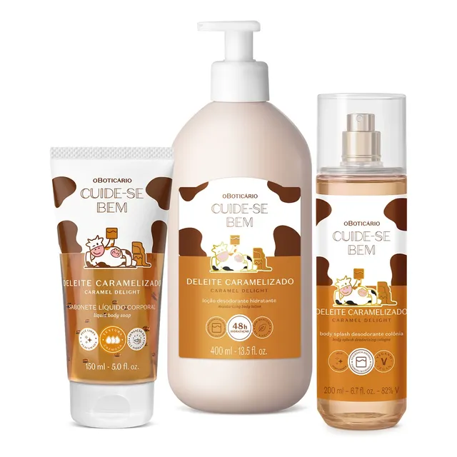 Combo Cuide-se Bem Deleite Caramelizado: Body Splash 200ml + Loção Corporal 400ml + Sabonete Líquido 150ml