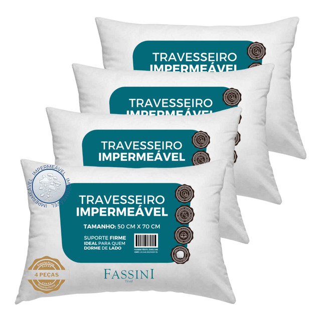 4 Travesseiros Antialérgico Impermeável 50x70 Super Macio 4 Travesseiros Antialérgico Impermeável 50x70 Super Macio