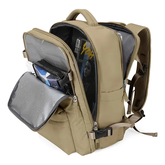 Mochila De Viaje Grande Para Laptop Aprobada Para Vuelo Beig