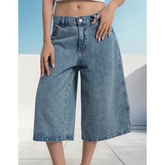 Bermuda Jean Mujer Baggy Oversize Tendencia Shaffe Co