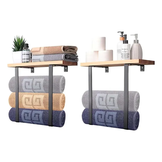 Toalleros Repisas Para Baño De Madera Set De 2