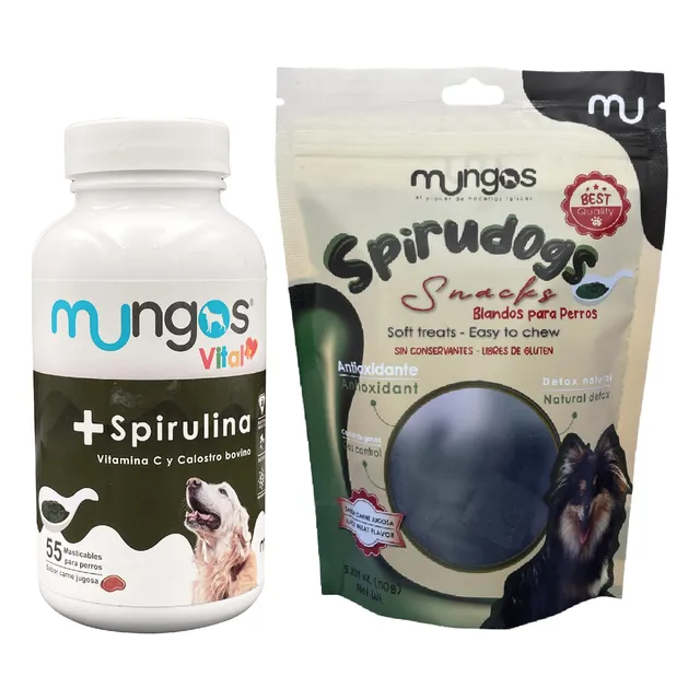 Kit Mungos Detox Spirulina Para Perros Suple 50 Uds + Snacks