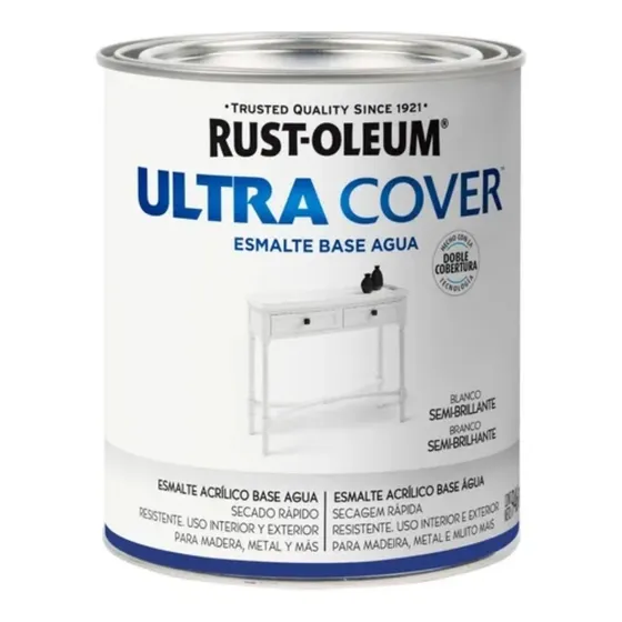 Esmalte Al Agua Ultra Cover Brochable Rust Oleum 946 Ml Color Blanco Semi Brillante