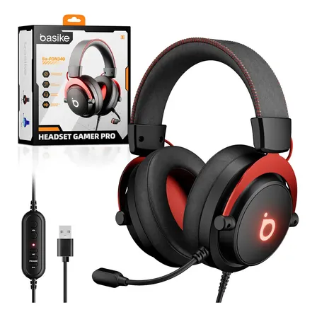 Headset Gamer Com Fio, Cabo Usb 2.2m, Fone Gamer Com Microfone Flexível Enc, Rgb, Pc Gamer Acessorios Compatível Windows 7/10/11, Macos, Playstation 4/5, Reunião, Profissional, Fps, Music, Cor Preto