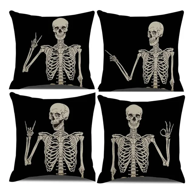 ` For Gótica De Calavera Halloween Juego De 4 Fundas De