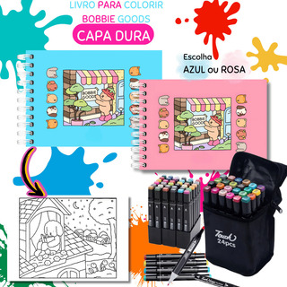 Kit Livro De Colorir Bobbie Goods + Kit 24 Canetas Coloridas Kit Livro De Colorir Bobbie Goods + Kit 24 Canetas Coloridas