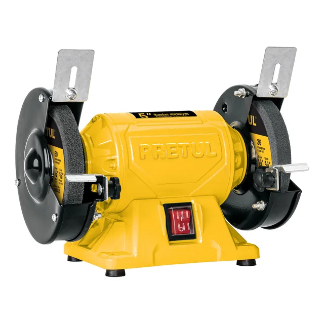 Esmeril De Banco De 5'' De 1/6 Hp Pretul EBA-5P Color Amarillo Frecuencia 60 Hz