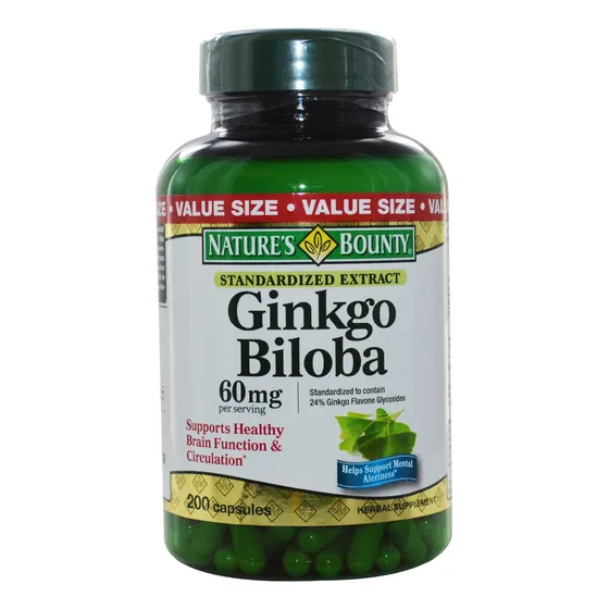 Suplemento Nature's Bounty Ginkgo Biloba 60 Mg 200 Cápsulas
