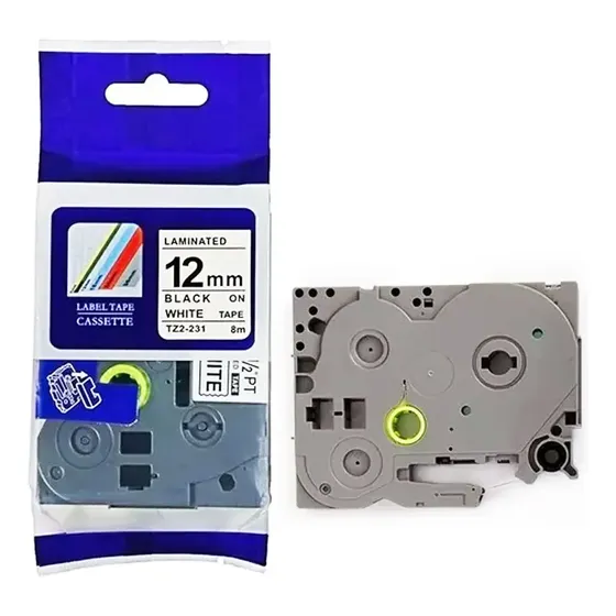 Cinta Compatible Brother Para P-touch Tze-231, 12mm Negro/blanco Tinta Negro