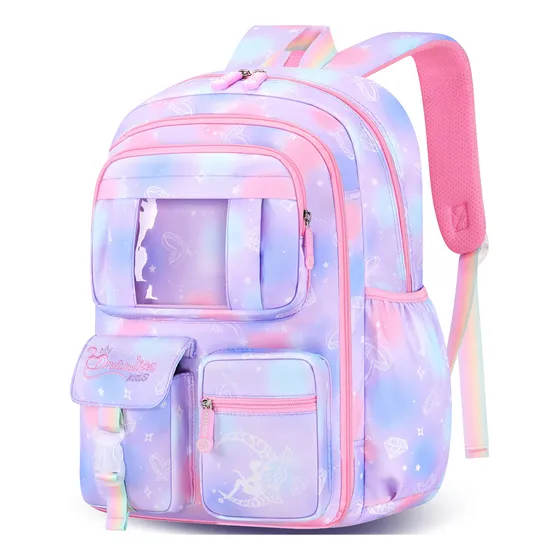 Uniuni Mochila Escolar Viaje Para Niñas De Primaria Segundaria, Mochila Backpack Espaciosa, Antirrobo, Impermeable,mochila Multi Bolsillos 30l Color Morado Diseño De La Tela Tela Oxford