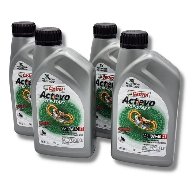 Castrol Actevo Sae 4t 10w-40 Motos, 4 Botellas De 0.946l